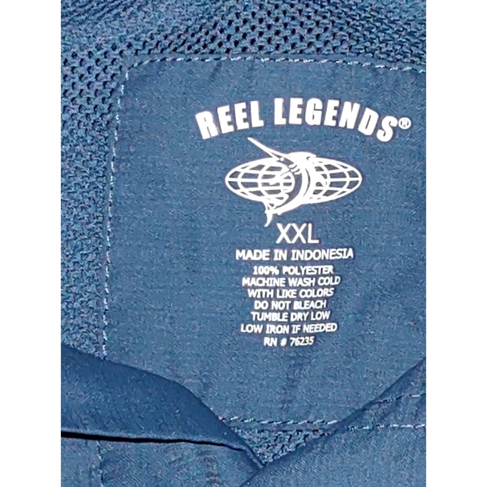 Reel Legends Fishing Shirt Vented Long Sleeve Button Up XXL Blue Outdoor Preppy - Picture 2 of 7